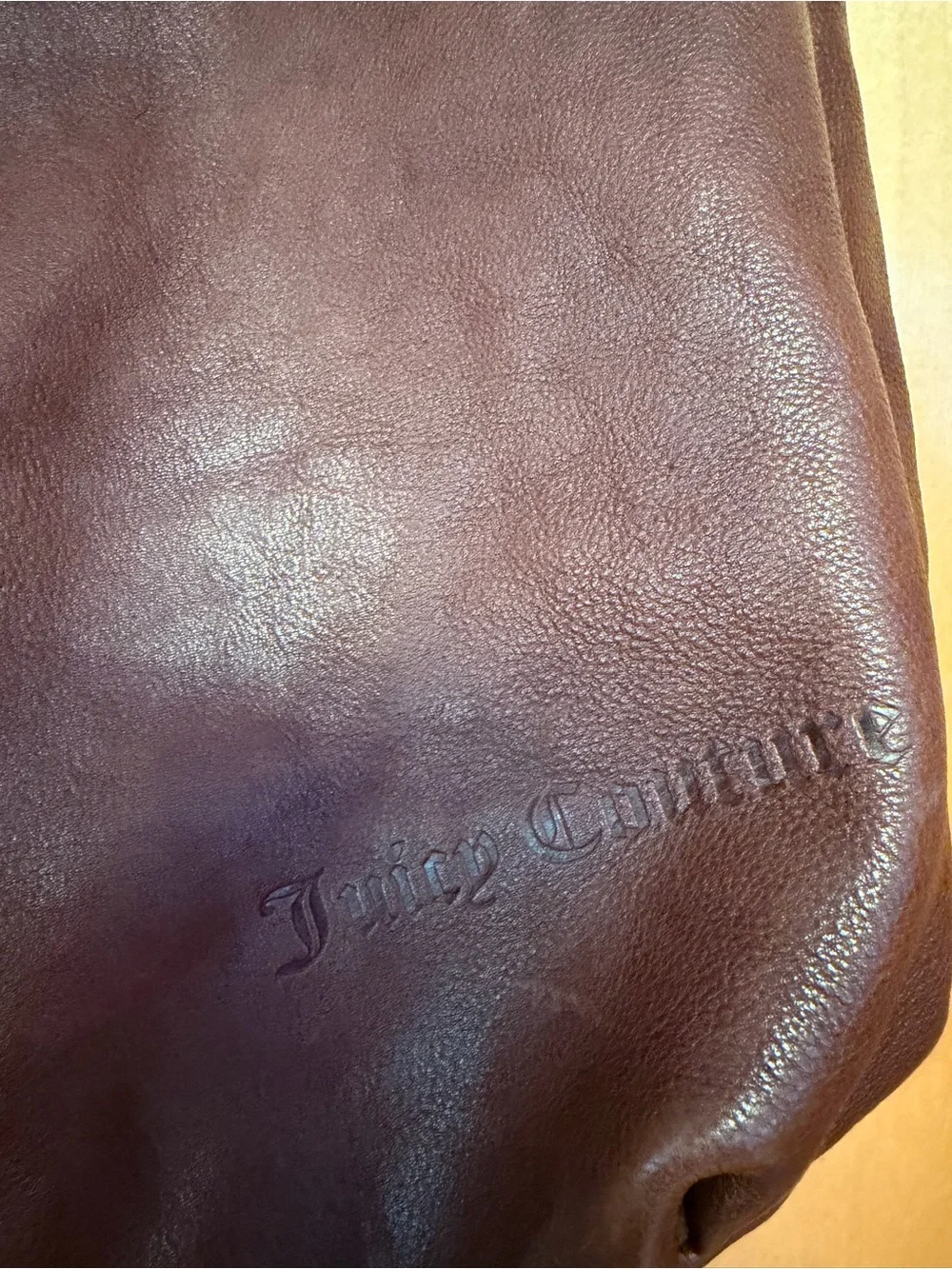 VTG Juicy Couture Brown Leather Hobo Bag Quilted Pocket Pouch Charm Y2K Slouchy